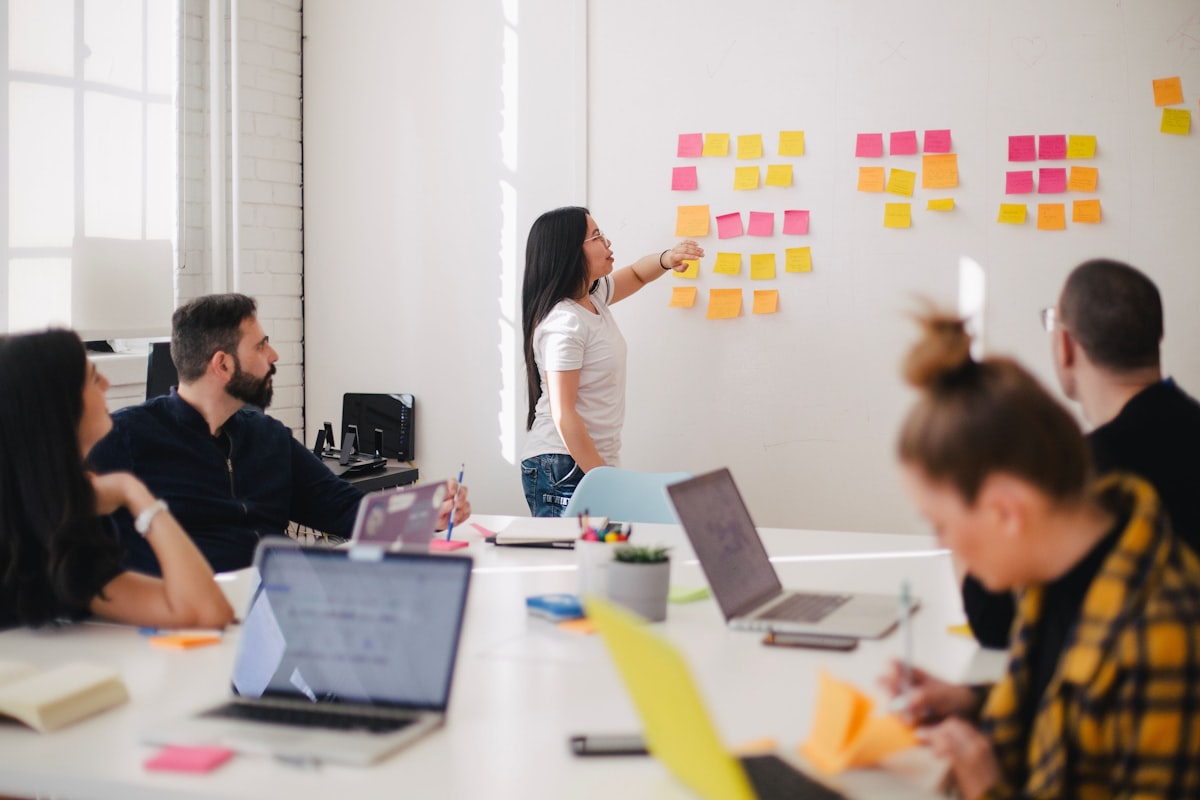 Strategy board with planning materials representing advertising optimization